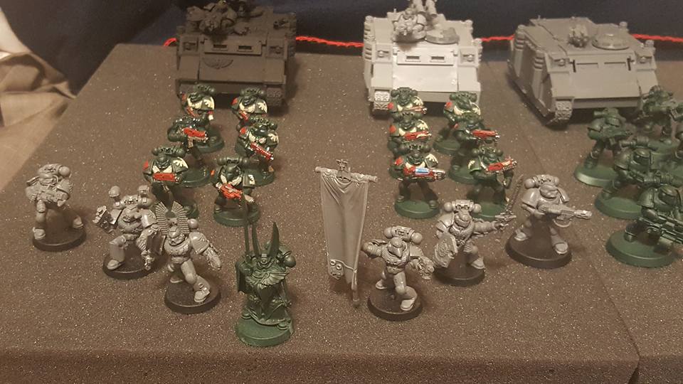 Detail of the Command Squad, Tac squads, and unpainted vehicles